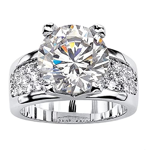 Bague d'éternité en argent 925 et zirconium brillant plaqué or blanc