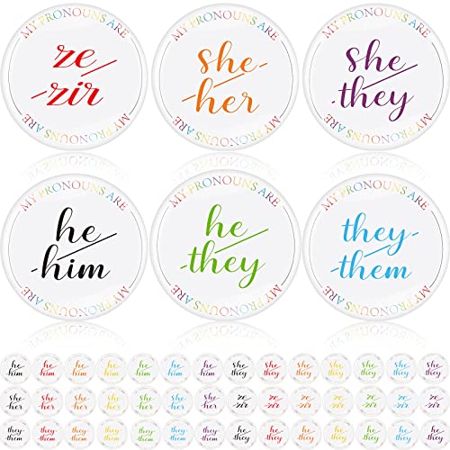 Sureio 210 Pcs Pronoun Pins Button Pronoun Badges Pride Bulk Multiple Colors She Her He Him They Them Nonbinary Gender Identity Pins for Shirts Clothes LGBTQ Accessories (2 Pronouns)