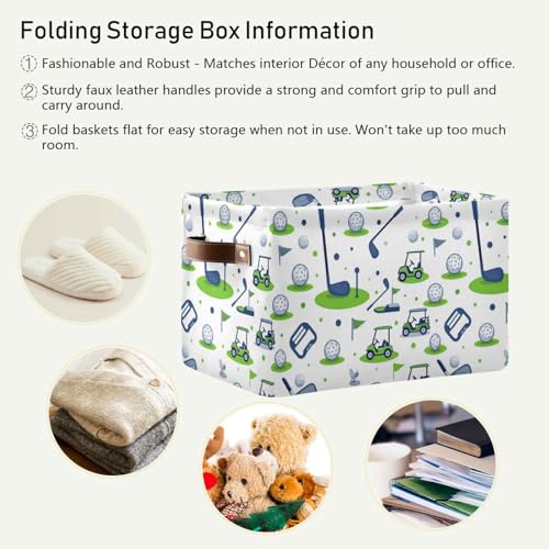 Image of Aslsiy Storage Basket Golf Ball Flag Car Nursery Bins Baby Canvas Box Clothes Shelf Basket Laundry Hampers 1 Pcs