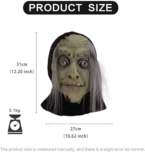 Miniatura 6 de Máscara de Halloween con cara de terror, tocado de terror, máscara de mujer sangrienta con pelo largo, accesorios de fiesta espeluznantes para