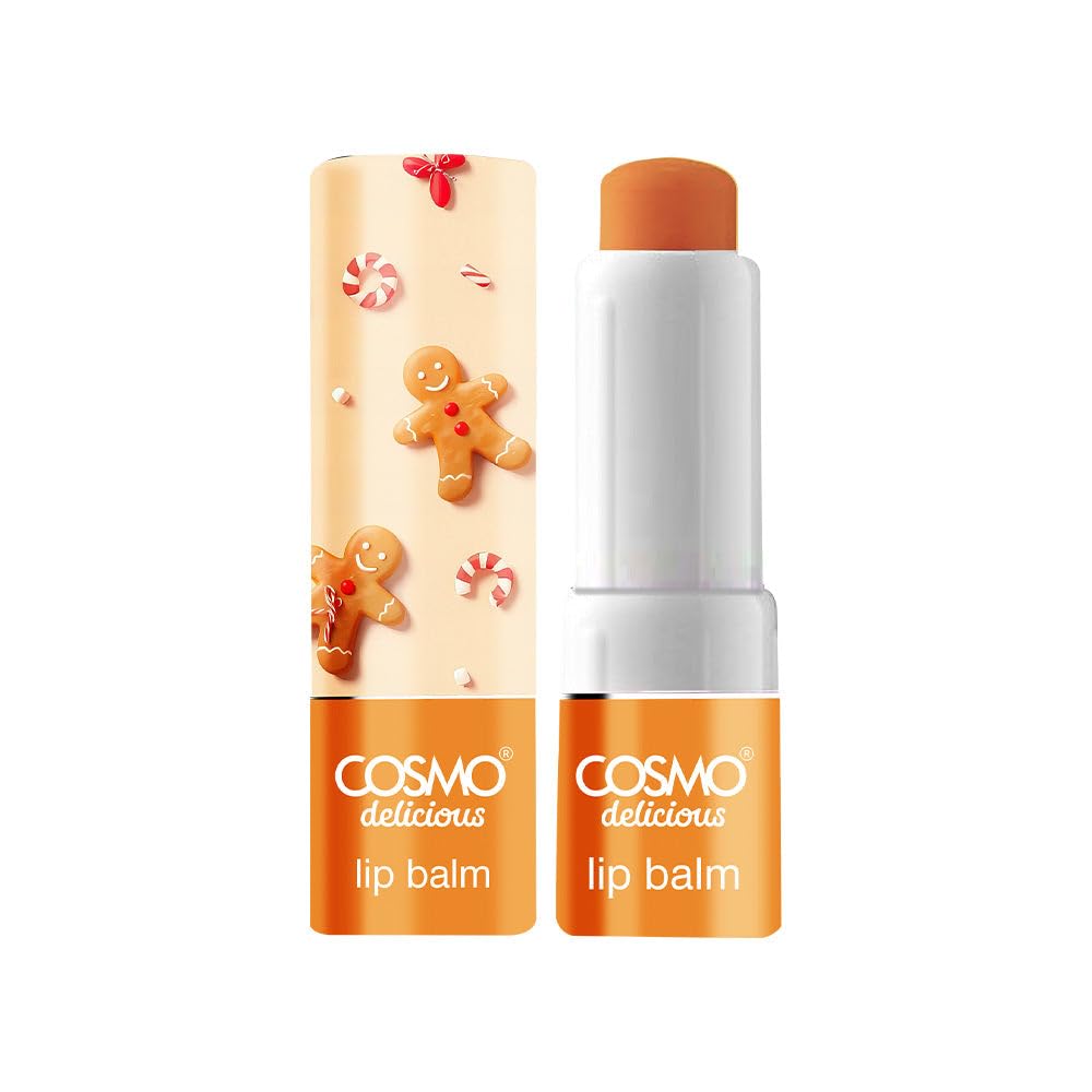 Cosmo Delicious Spicy Ginger Bread Holiday Cookie Lip Balm 4.5g, Moisturizing Spiced Lip Care, Glossy Hydration With Warm Sweet Flavor, Smooth Balm For Soft, Kissable Lips-image-3