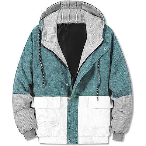 Betusline Men's Color Block Corduroy Jacket Cover