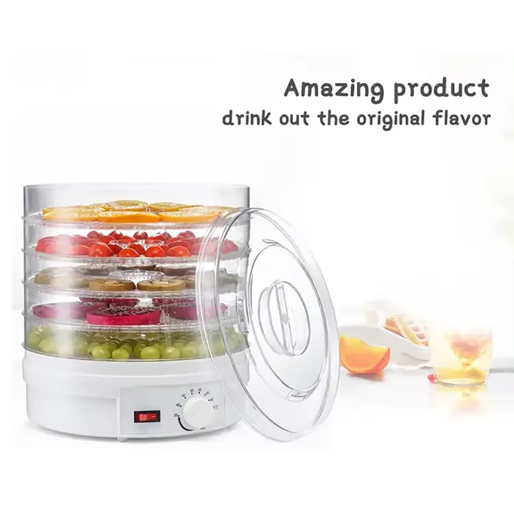 TsoLay Máquina deshidratadora de Alimentos, deshidratador de Hierbas de 350 W con 5 bandejas Transparentes apilables, Temporizador y Control de Temperatura, para cecina, Frutas y Verduras