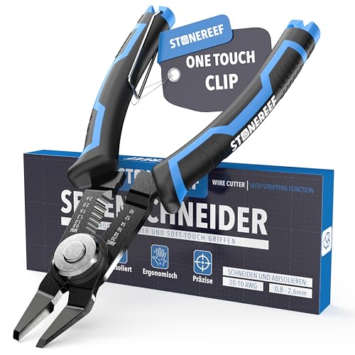 3-in-1 Seitenschneider für 20–10 AWG Kabel – Schneidezange & Abisolierzange – Versteckte Feder & rutschfester PVC-Griff – Präzisionszange für Elektronik, Platinen, Elektroinstallation