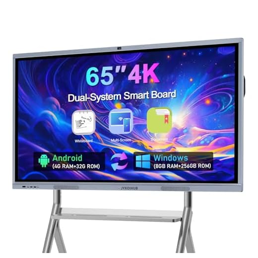 Smart Board Collaboration Hub, JYXOIHUB 65 Inch 4K Digital Electronic Whiteboard Built in Dual System and 20MP Camera for Classroom and Business, Interactive Whiteboard with Video Conference System