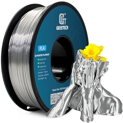 GEEETECH Filamento PLA de 1 75 mm plata de seda filamento para impresora 3D filamento PLA de 1 kg filamento de seda con superficie de impresión sedosa precisión dimensional +/-0 02 mm