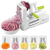 Spiralizer Vegetable Slicer, COOK JOY 5-Blade Spiralizer with Blade Storage Box for Zucchini Noodles, Veggie Spaghetti, Pasta