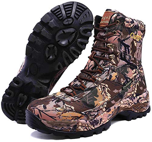 cungel Men\'s Hunting Boot 8-INCH Camouflage Timber Waterproof Hunter Shoes Forest Boots Jungle Anti-Slip Lightweight Breathable Durable Fishing Hiking Working Field Hunting(Leaves camo,11) - Thumbnail 5