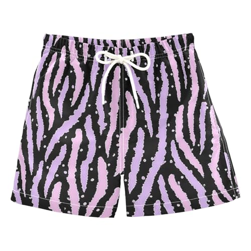 Animal Purple Black Running Shorts Youth Swimming Suit Lightweight with Pocket Beach Hawaii Vacation 2T