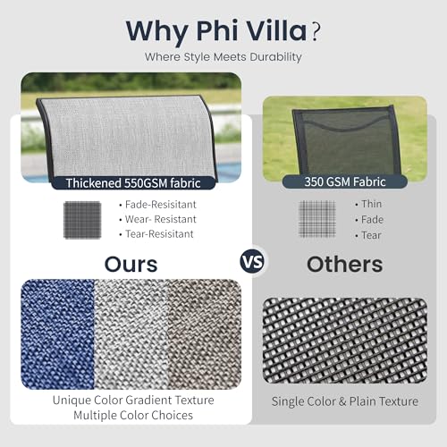 Image of PHI VILLA Outdoor Dining Set for 8, Swivel Mesh Chairs & Square Table, Grey | Textilene chairs and large 57.5'' metal table with umbrella hole. All-weather patio furniture set designed for patio, deck