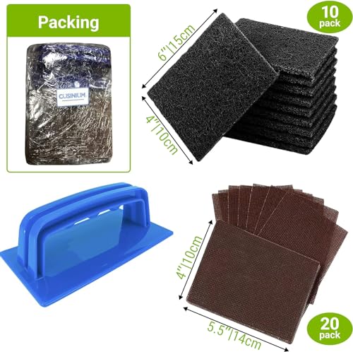 Griddle Cleaning Tools: 1 Grill Screen Holder, 20 Grill Screens, 10 Grill Cleaning Pads