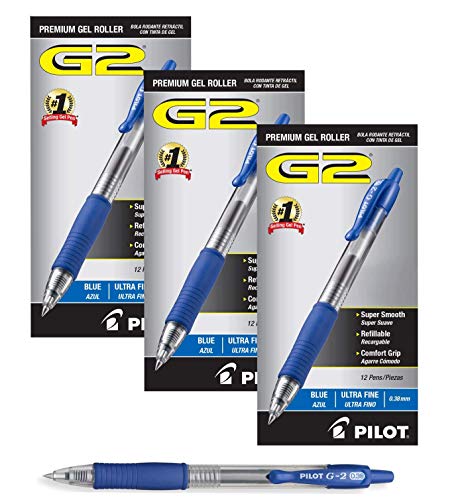 Bolígrafos gel retráctiles Pilot G2 paquete 36 azul miniatura 1