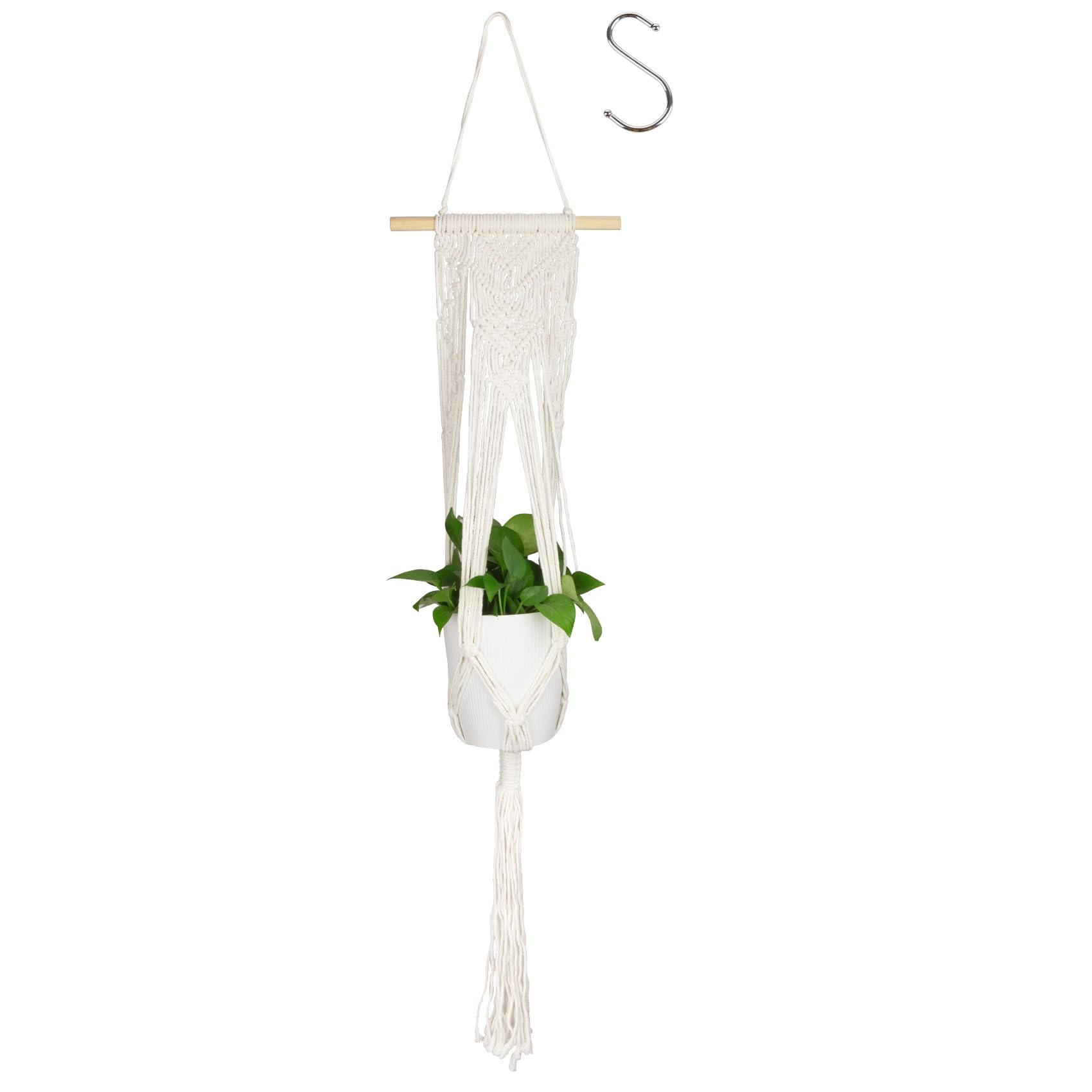 XiuGlimpse Hanging Planter for Indoor Plants,Macrame Plant Hanger with Wooden Stick,Plant Hanger,Hanging Plant Holder,Plant Hangers,Plant Holder,Plant Hangers Indoor,Macrame Plant Hangers Indoor