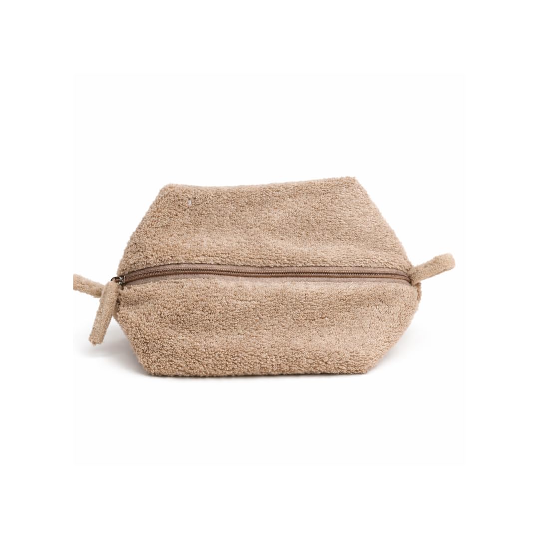 Oat Milk Multipurpose Makeup Organizer Pouch & Spacious Travel Cosmetic Bag with Wide Opening in Soft Textured Vanity Bag for Women Daily Comfort (Brown)-image-22