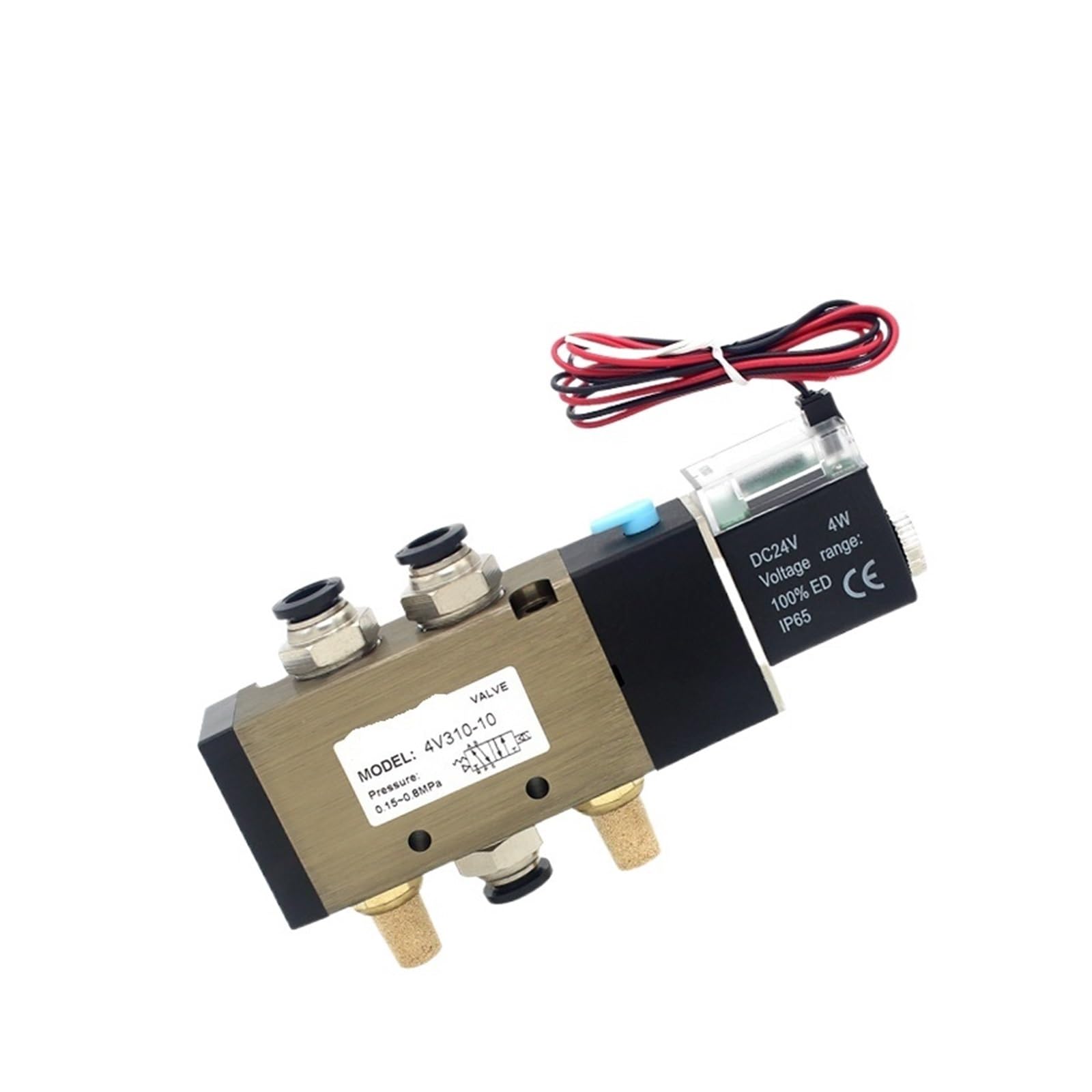 Électrovanne pneumatique 4V310-10 DC24V avec silencieux et raccords de 6 mm