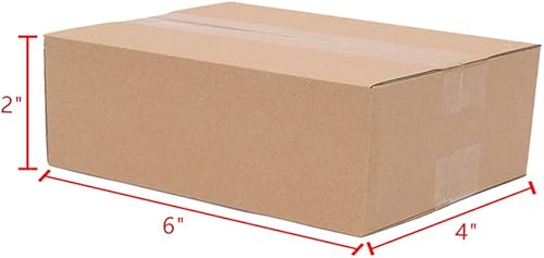Miniatura 4 de 100 paquetes de cajas de cartón de cartón para envíos de embalaje de correo de cartón corrugado para envío de artículos ligeros (6 x 4 x 2 pulgadas)