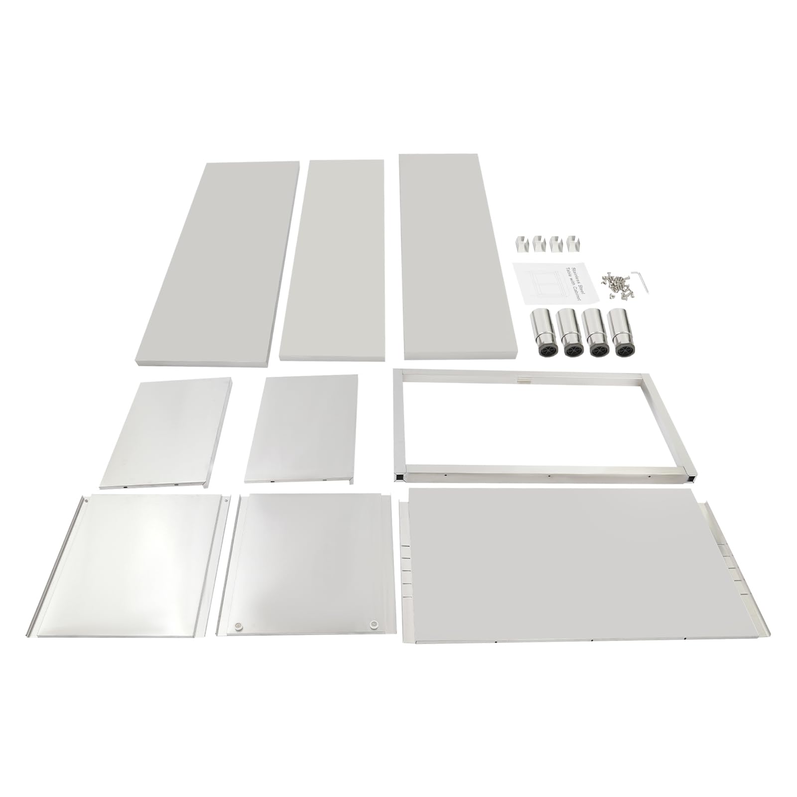 Armadio da lavoro in acciaio inox, con ante scorrevoli, piano di lavoro, armadio scorrevole, 120 x 50 x 86 cm