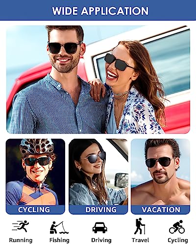 SODQW Black Polarized Clip On Sunglasses Over Prescription Glasses for Men Women, Fit Over Eyeglasses Trendy Shades3