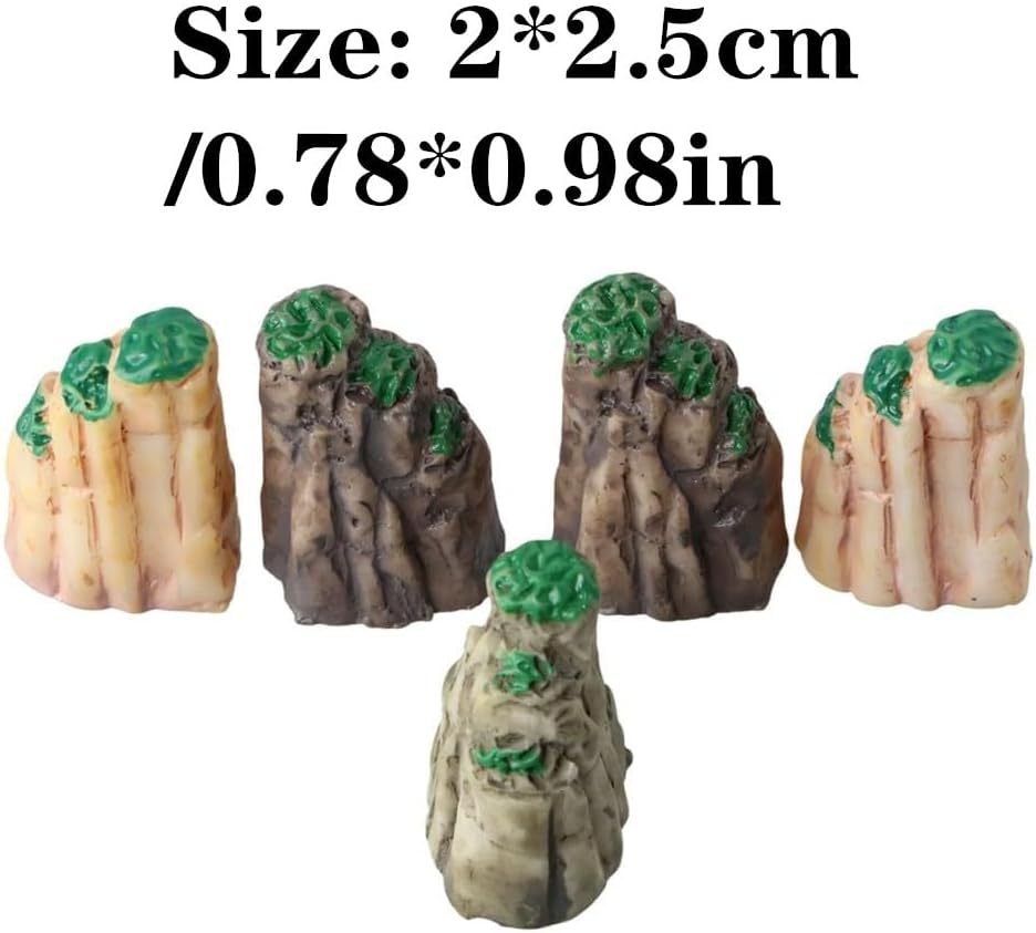 Leadigol 5Pcs Random Style Mini Mountain Miniatures, Resin Micro Landscape Miniature Toys Bonsai Ornaments Miniature Garden Supply