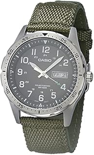 Casio Men's Solar Powered Stainless Steel Quartz Cloth Strap, Green, 22 Casual Watch (Model: MTP-S120L-3AVCF)