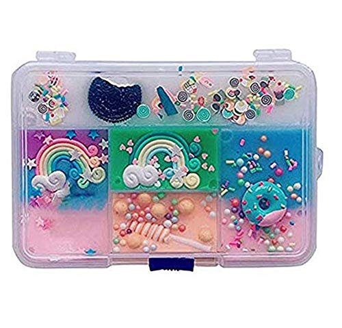 Fluffy Slime, AIUIN Air Dry Clay Slime Fluffy Fantasy 5 la grille Non-Collant pâte à Modeler Enfants Jouets de décompression Relief Hobbies Toy Anti-Stress Jouets éducatifs Clay 300ml 14.5*10*3.5cm