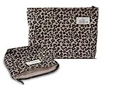 HAPPYHEIDI Makeup Bag Set 2, Travel Cosmetic Organizer, Brown Leopard Print, Cotton Blend Twill, 2-Size with Zipper, Lightweight