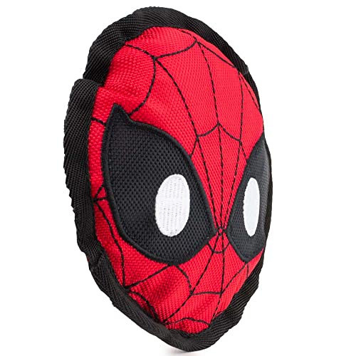 Buckle-Down Dog Toy, Marvel, Ballistic Squeaker Spider-Man Face Red Black White, 8 Inches x 8 Inches - Image 2