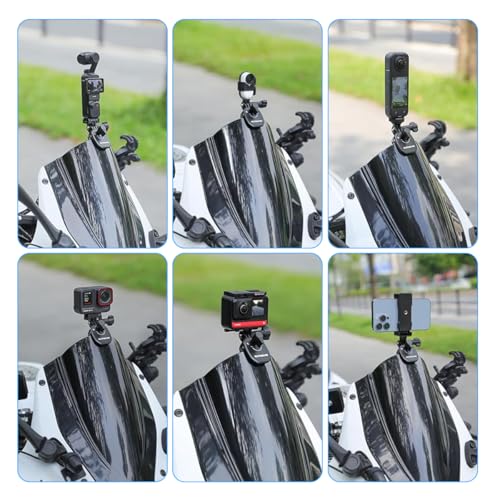 Image of ZORBES Motorcycle Windshield Mount Clamp Aluminum Clip for Insta360 X5 /X4 /Ace Pro 2 /Ace Pro, Motorcycle Bracket Clip for GoPro 13 for DJI Osmo Action 5 Pro Accessories