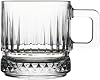 6-Piece Crystal Pattern Glass Handle Cup Set, Transparent, Diamond Cut Base, For Hot and Cold Drinks, Modern Design, Dishwasher Washable