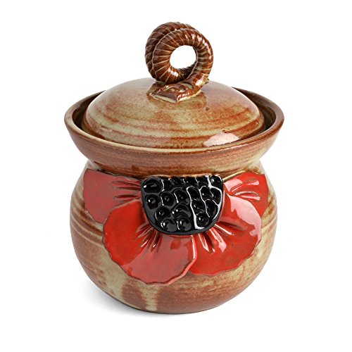 MudWorks Pottery Red Poppy Garlic Keeper