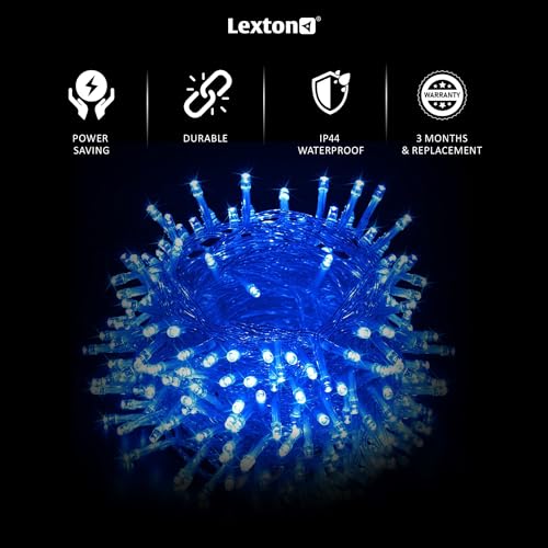 Image of Lexton Indian Cricket Combo of 2 Pcs Blue & 1 Pcs White 40 LED String Light | Decoration Lighting Bulbs Ladi for Diwali, Christmas, Eid, Birthday, Wedding | Suitable Indoor & Outdoor (Set of 3)