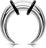 Vista 1 de Pierced Owl - Anillo de nariz de acero inoxidable 8-14GA con 2 juntas tóricas negras