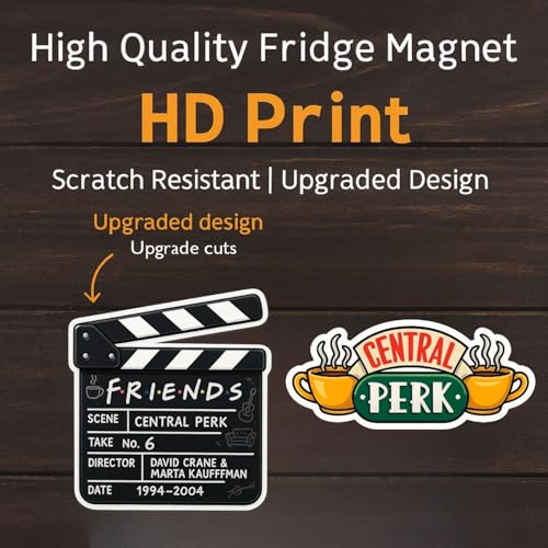 Image of Classic 90s Vibes Fridge Magnets - Retro Coffeehouse Theme Magnet Set of 5, Fun Decorative Kitchen Magnets, Gift for TV Show Fans