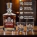 Custom Engraved Monogram Premium Whiskey Decanter Gift Set – 23 oz Liquor/Bourbon Decanter with Glasses, Whiskey Stones, Tongs & Wood Box Gift for Men, Husband, Dad, or Boyfriend