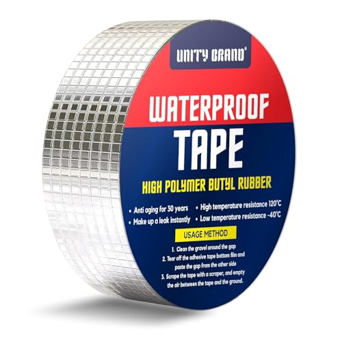 Image of Super Strong Adhesive Waterproof Permanent Repair Aluminum Butyl Tape Rubber Foil Suitable for Roof Leak, surface Crack, Window Sill Gap, Boat Sealing, Home Renovation 5CM*5M