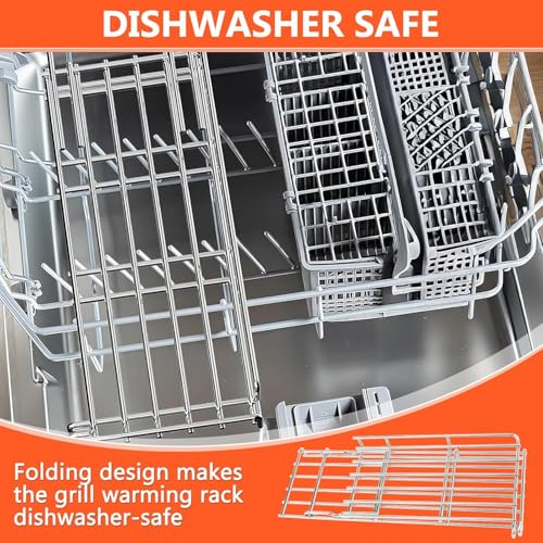 Image of 66045 Grill Warming Rack for Weber GS4 Genesis II E-410 S‑410, SE‑410 Grills & 400 Series Grills, Foldable Stainless Steel Warming Rack for Genesis 66045