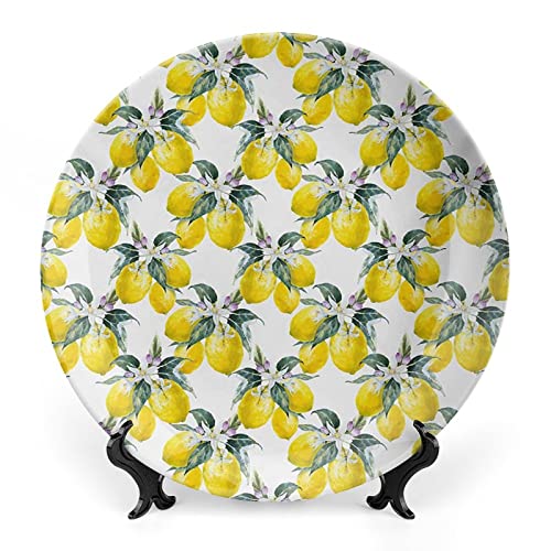 XISUNYA 6 Inch Decorative Plate, Nature Dinner Plate, Lemons Flowers