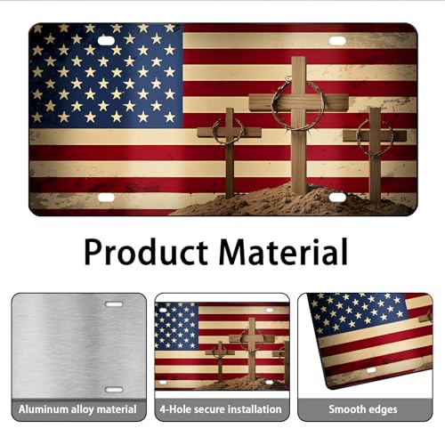 image for MCIAONE Front License Plate Cover, Cross License Plate Christian Alumi