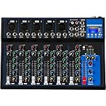 Depusheng HT7 Bluetooth Portable Audio Mixer w/USB DJ Sound Mixing Console MP3 Jack 48V Power for Computer Recording, 7-Channel Bands Mixing Boards For Studio Recording