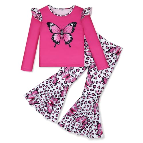Image of Girls clothing 2PCS set autumn and winter long sleeved pleated sleeve top flared pants set 4-12Y