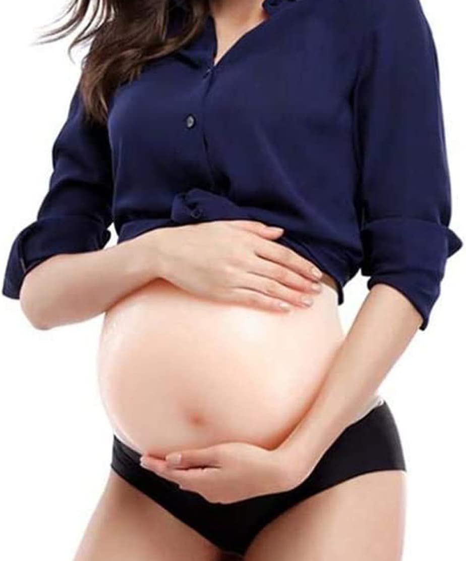 Silicone Realistic Artificial Fake Belly, Fake Pregnant Belly False Tummy Bump Silicone, Realistic Bump Tummy Great for Film Props TV Series Props Spoof Costume Cosplay,2-3months