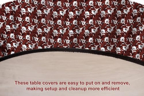 Image of The Furnishing Tree Round Elastic Fitted Dining Table Cover WxL 36x36 Inches Floral Pattern Magenta