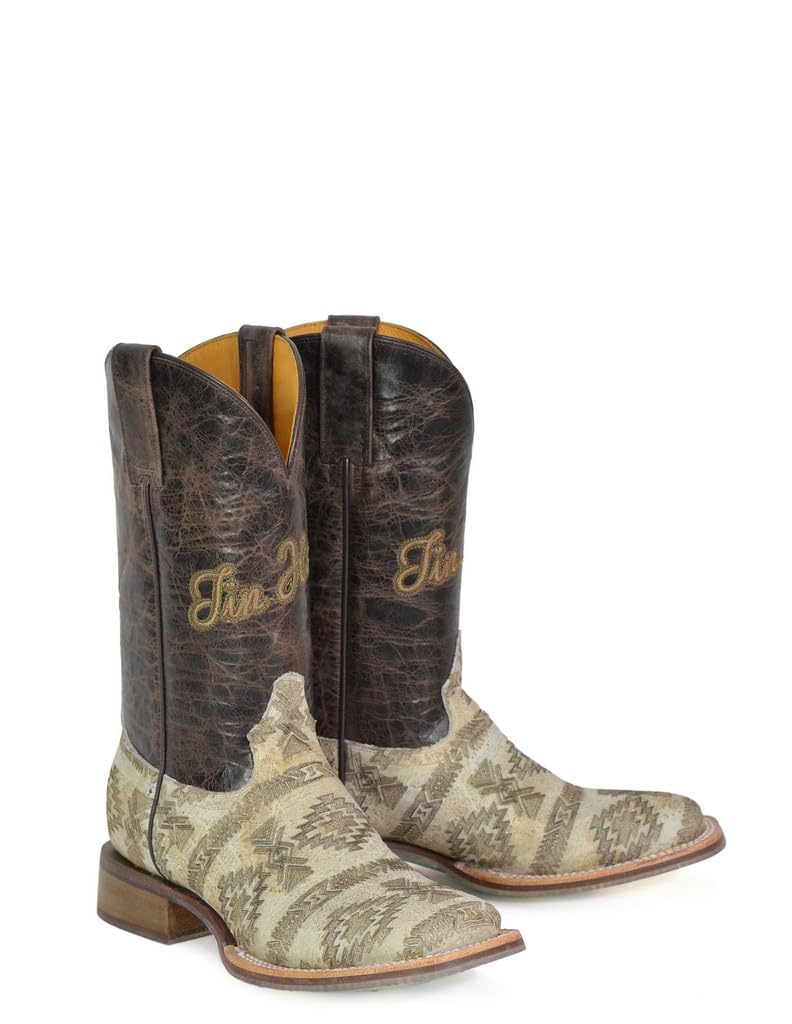 Tin Haul Women's Sign of The Sun Western Boot Broad Square Toe - 14-021-0007-1511 BR 11 M US Brown