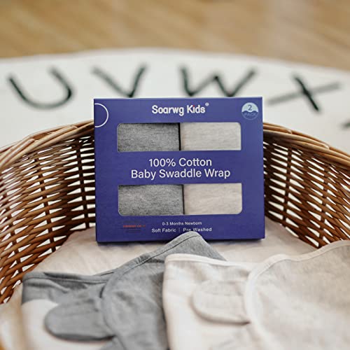 Soarwg Kids Baby Swaddle, Organic Baby Swaddles 0-3 Months, Swaddle Blanket, Swaddle Sack, Adjustable Newborn Infant Swaddle for Boy, Standard 100 by Oeko-TEX, Gray 2 Pack Small - Thumbnail 7
