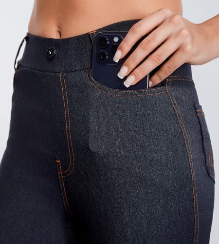 AFITNE Jeggings for Women UK, Ladies Stretchy Jean Trousers, High Waist Rise Pull On Bootcut Leg Pants Denim Leggings - 30/32 Inches - Image 4