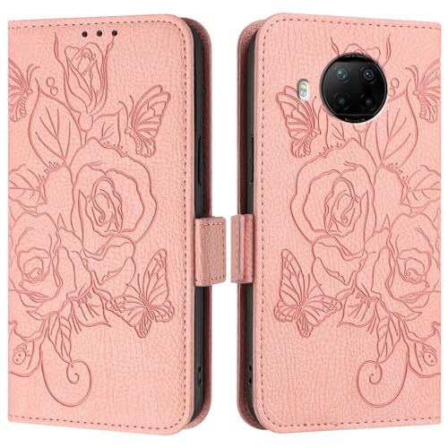 Étui Xiaomi 10T Lite 5G housse portefeuille en cuir PU rose avec porte-cartes