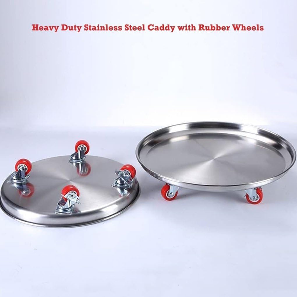 Heavy Du - Carrello portavaso in acciaio inox con ruote bloccabili, capacità di carico 199,6 kg, base girevole, per esterni, per un facile movimento del vaso di fiori, dimensioni 45,7 cm