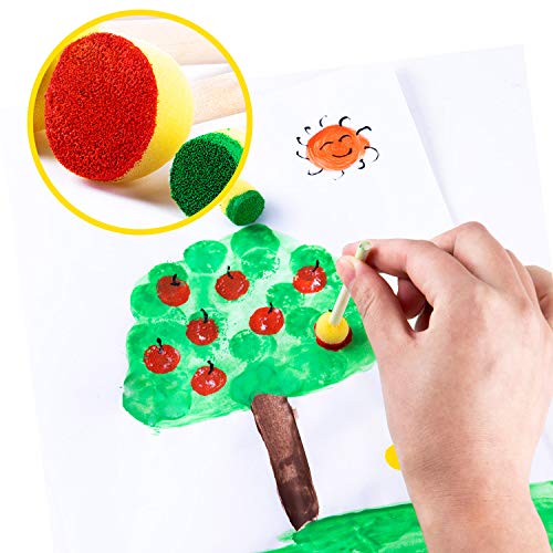 image for AVIDE 48Pcs Assorted Size Round Sponges Brush Set - Paint Tools for Ki