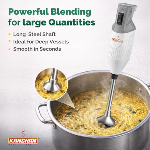 Image of Kanchan Majesty Hand Blender with 3 Stainless Steel Blades Mincer, Whisking, Beater | Electric Blender for Kitchen with Low Noise Powerful 180W Copper Motor 2-Speed Control - 2 Year Warranty(Gray)