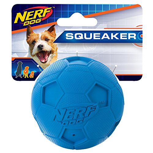 Nerf Dog 2.5in Soccer Squeak Ball: Blue, Dog Toy